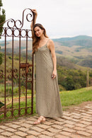 VESTIDO LONGO COM RECORTE LUREX MINI BOTÂNICA