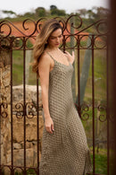 VESTIDO LONGO COM RECORTE LUREX MINI BOTÂNICA