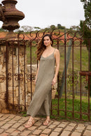 VESTIDO LONGO COM RECORTE LUREX MINI BOTÂNICA