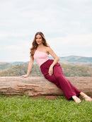 CALÇA RETA COM BOLSO TWILL CABERNET
