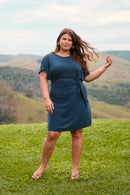 VESTIDO COM AMARRAÇÃO FRONTAL MODAL MARINHO
