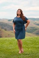 VESTIDO COM AMARRAÇÃO FRONTAL MODAL MARINHO