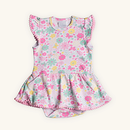 Conjunto Body Gola Floral Neutro + Calça Suedine Branco 100% Algodão