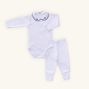 Conjunto Body Gola Floral Neutro + Calça Suedine Branco 100% Algodão