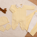 Saída de Maternidade Bebê Menino Tricot Azul Clara Barquinho 5 Peças