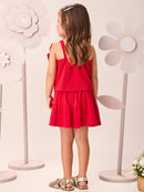 Conjunto Blusa e Saia Shorts Maxi Laço Natal Momi