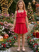 Conjunto Blusa e Saia Shorts Maxi Laço Natal Momi