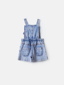 Jardineira Jeans com pregas Cerejinha Crochê Animê