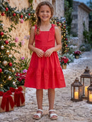Vestido Bordado Bailarina Laço Ombro Natal Momi