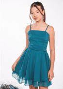Vestido de chiffon verde esmeralda